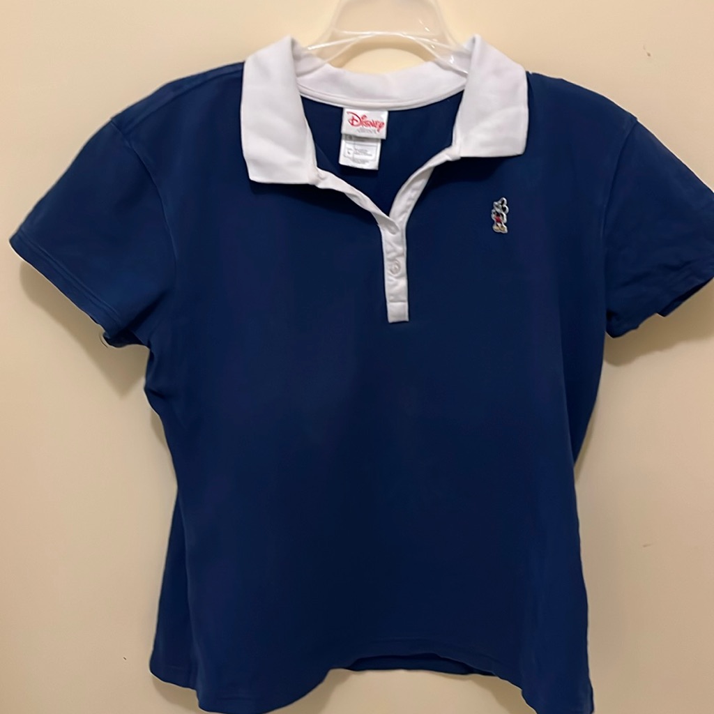 Disney Direct Polo Shirt, Women’s Size L, Navy With White Collar